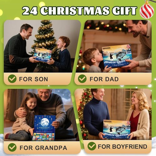 Fishing Advent Calendar 2026 - 24-Day Countdown Fishing Lure Tackle Kit for Bass & Trout | Perfect Christmas Gift for Dad, Husband, or Boyfriend