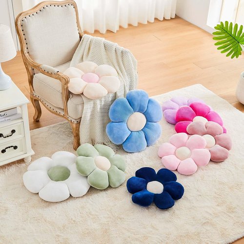 Kcvvcr Dusty Pink Flower Pillow, 14.9" Cute Flower Shaped Floor Pillow, Aesthetic Floral Plush Daisy Decorative Throw Pillows for Bed Sofa Couch