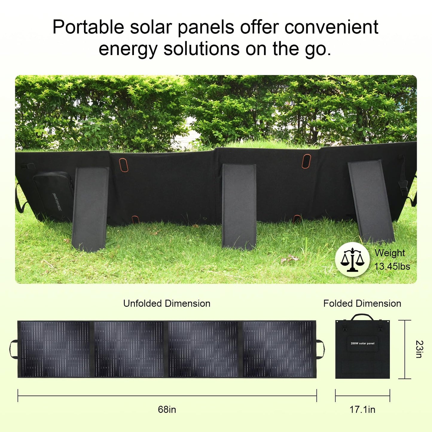 SolarPlay 200W Portable Solar Panel 19.8V for Solar Generator, Foldable IP65 Waterproof with Adjustable Kickstands, 25% High Efficiency for RVs, Camping, Power Backup