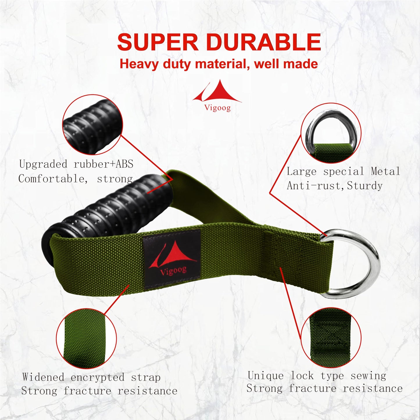 Vigoog Heavy Duty Gym Workout Handles Attachment for Cable Machine,Resistance Band,Pulley System Home Exercise Equipment, Comfortable and Stronger Grip