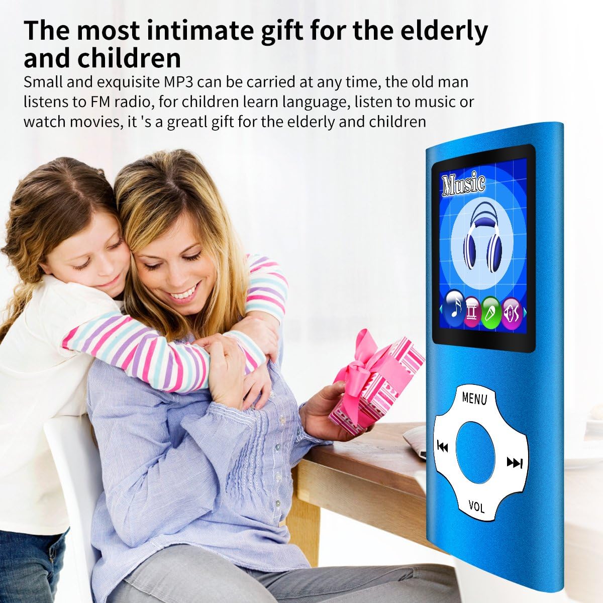 WOWSYS MP3/MP4 Player,1.8 Inch 64GB Portable LCD Screen and Card Slot,Max Support TF Card,Darkblue