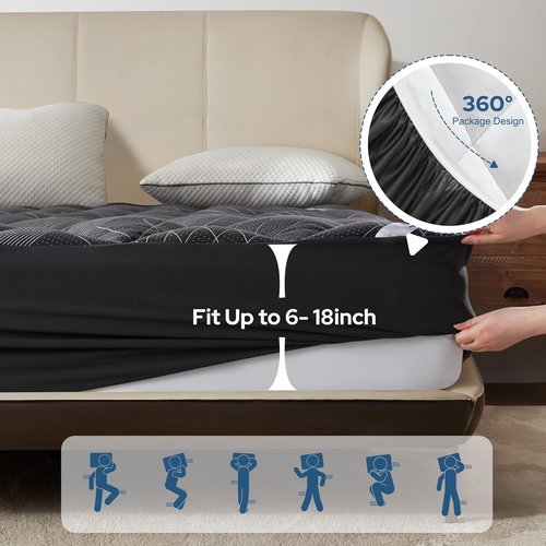 BEDLORE Queen Mattress Topper - Soft Bamboo Viscose Pillow Top for Back Pain Relief | Fits 6-18 Inch Mattresses