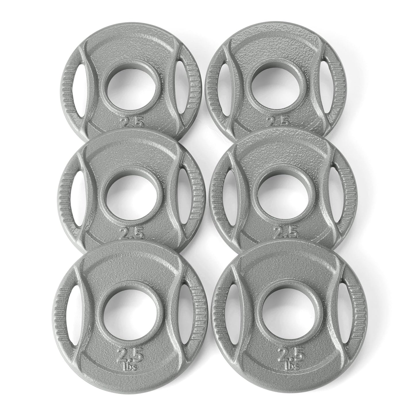Amazon Basics 2-inch Olympic Grip Weight Plates, 2.5lb Weights, Compatible with Olympic Barbells, Set of 6