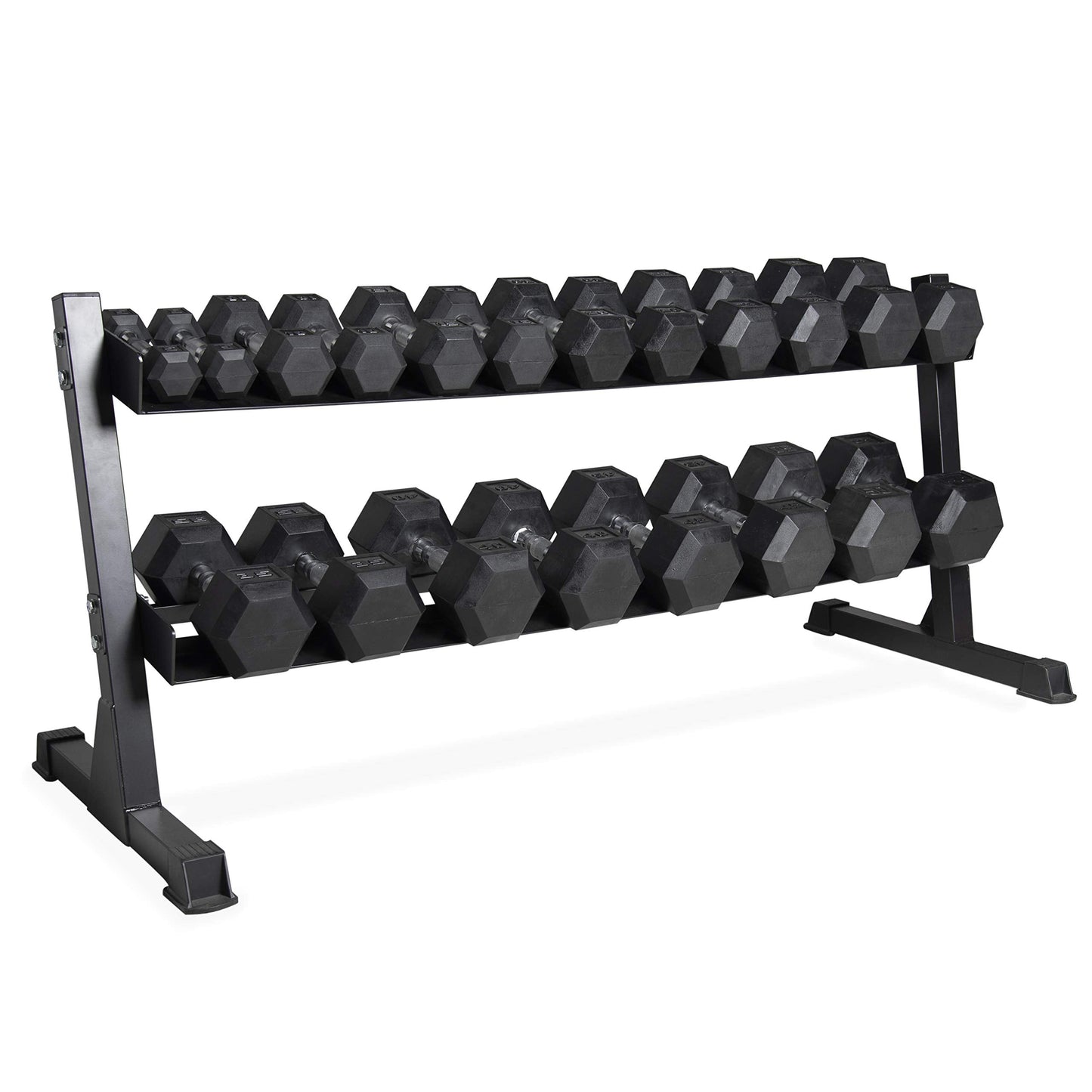 CAP 550 LB Dumbbell Set with 2-Tier Rack, Rubber Hex Weights Dumbbells Set, Home Gym Weight Set for Strength Training, Chrome Handle