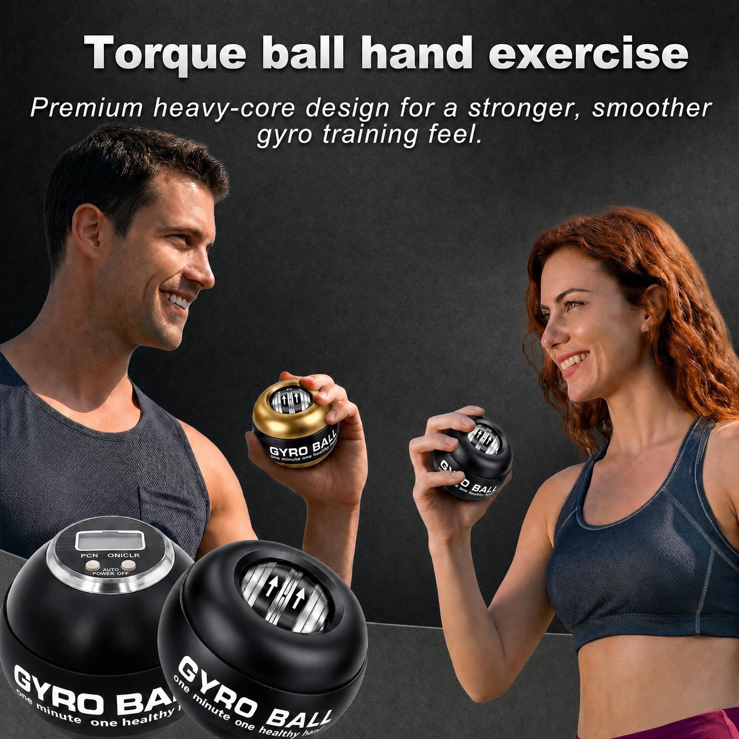 Torque Ball Hand Exerciser with Counter, 2026 Upgraded Metal Wrist Power Gyro Ball, Forearm Strengthener for Grip Strength, Gyroscopic Ball for Athletes, Gamers, Office Stress Relief (Black)