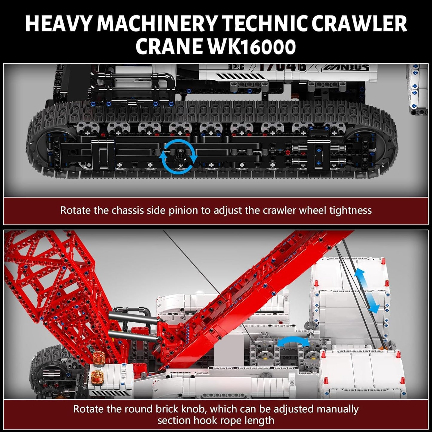 Mould King 17046 Crawer Crane LR16000 Building Block Kits, MOC Mobile Crane Heavy-Duty Cranes Model Sets to Build, APP Control Large Engineering Vehicles, Collectible Set for Adults (4494+ Pieces)