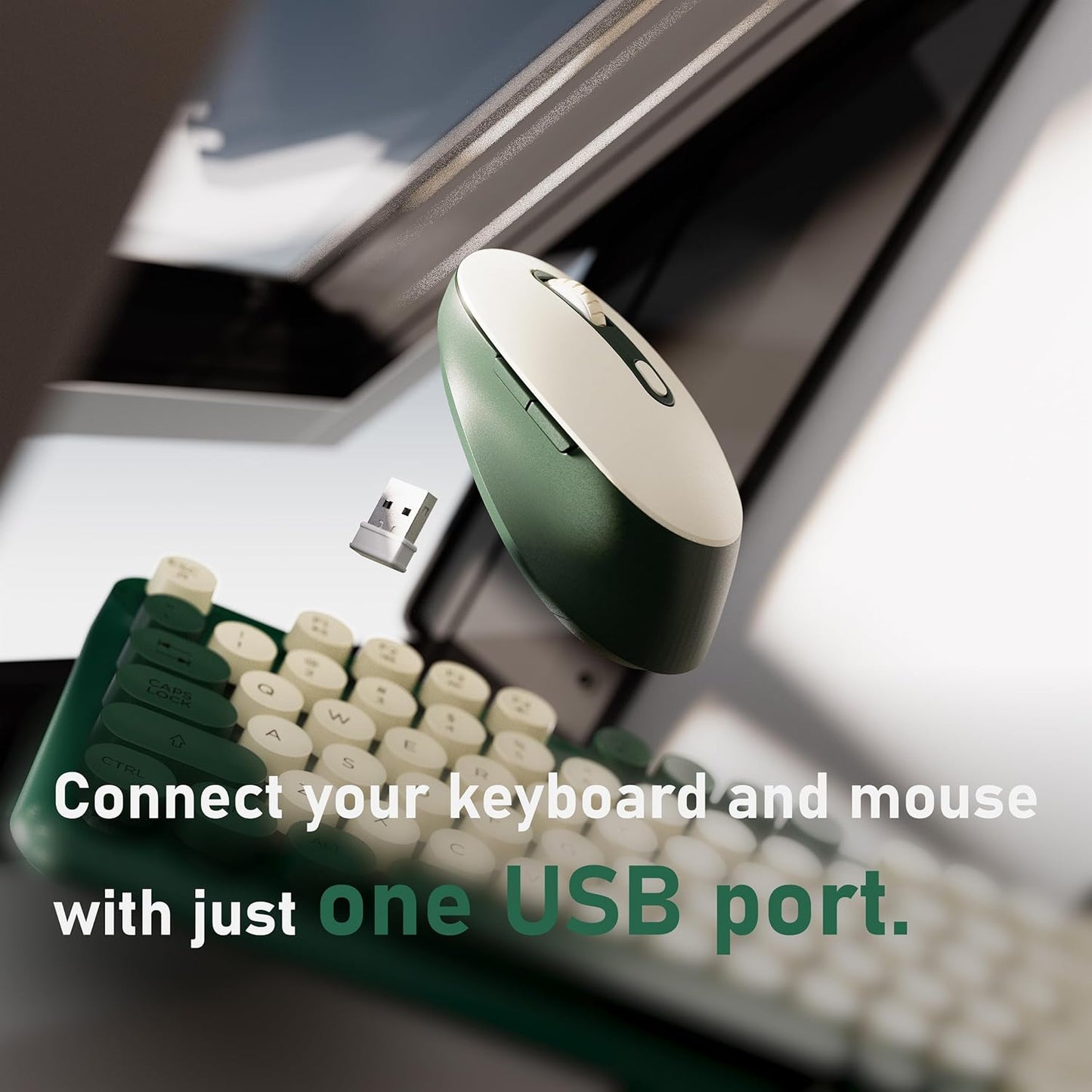 MPTOG 2.4G Set Wireless Keyboard and Mouse Combo, Full-Size with Number Pad, Long Battery Life, Plug Play for Office