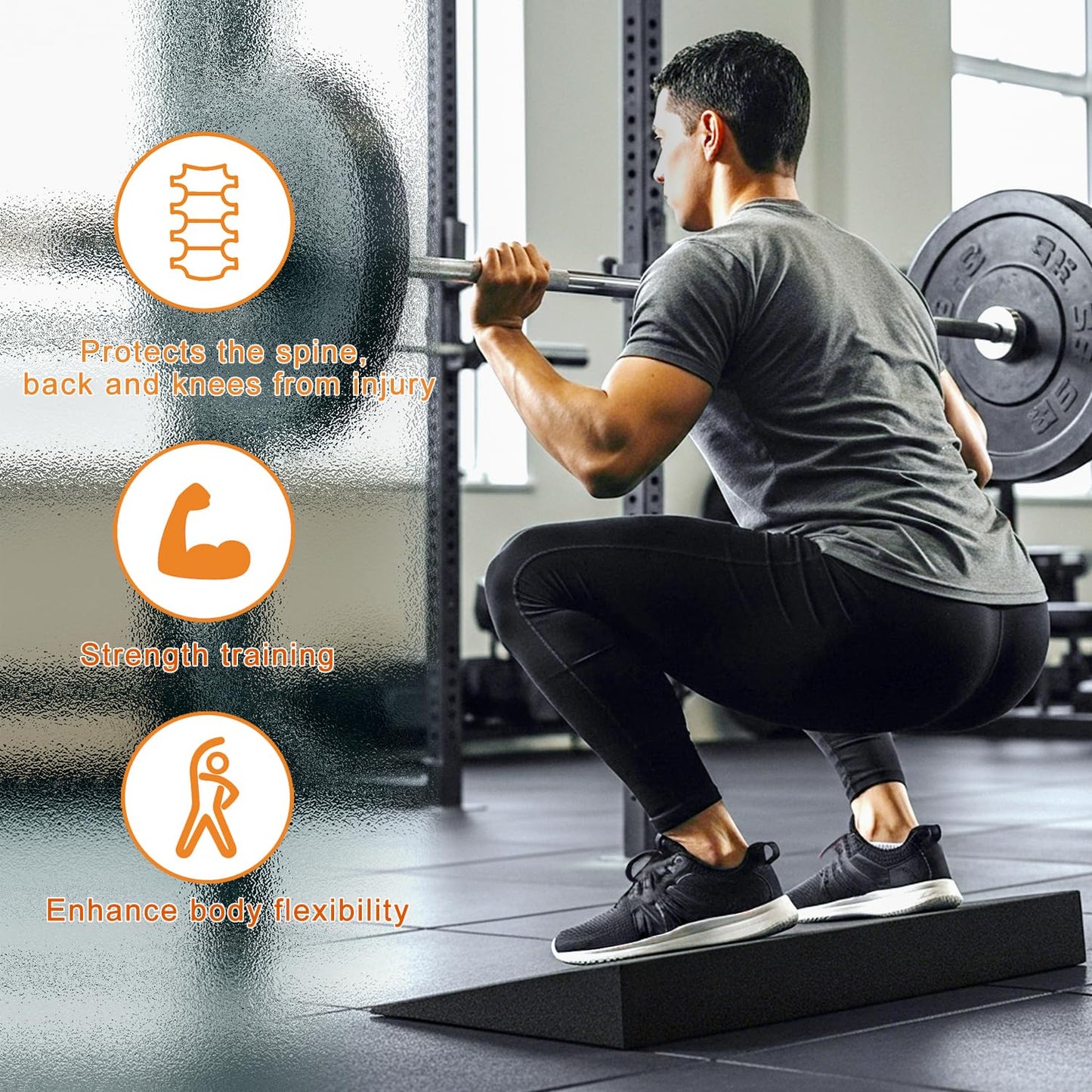 UNMERA Squat Wedge Block - Non-Slip Heel Elevator | Improves Squat Form, Mobility & Strength for Weightlifting, Deadlifts