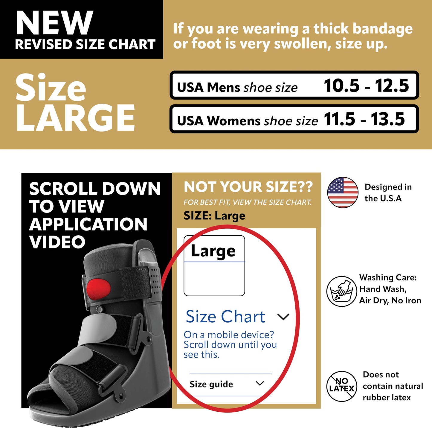 Braceapedia Rapid Recover Short Walking Boot, Fracture Boot, Medical Grade Fracture Foot & Ankle Support Brace Adjustable Air Pump, Sprain & Injury Recovery, Post Op Shoe, For Injured Foot, Large, Black