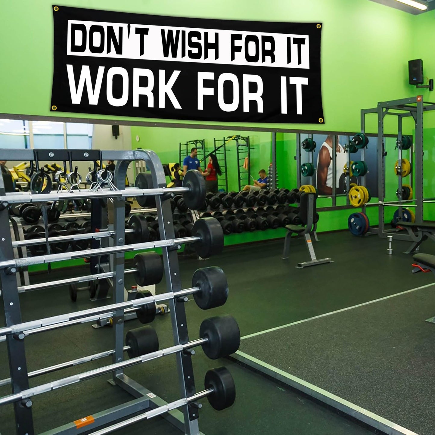 Bomtas Motivational Gym Posters Banners Flags for Home Gym Room Guys Office Bedroom Don't Wish for it Work for it Inspirational Flag Banner 24x72 Inch Motivation Wall Art Decor