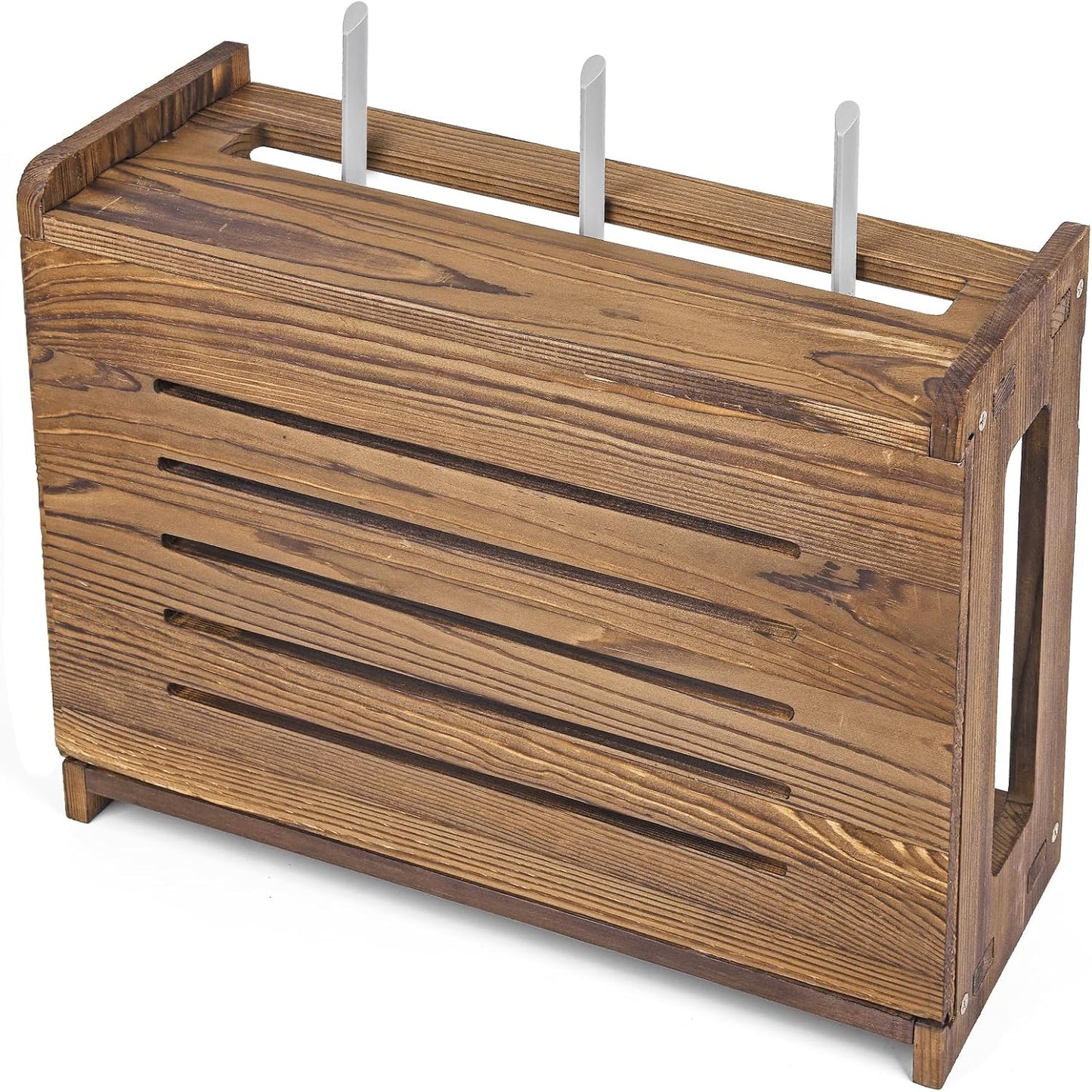14.9 9.8 5.4 Wooden Router Shelf Wall Mount WiFi Router Storage Box Modem Cable Router Cover Organized Power Strip