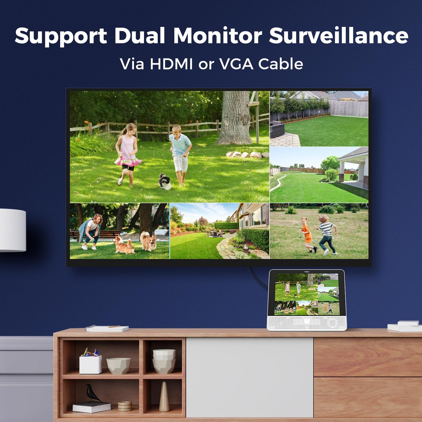【Human Tracking+330° View】 Hiseeu 4K PoE Security Camera System,All-in-one 12" Monitor,8Pcs 5MP PoE PTZ Security Cameras for Home Security Outdoor,2-Way Audio,Color Night Vision,16CH Expandable