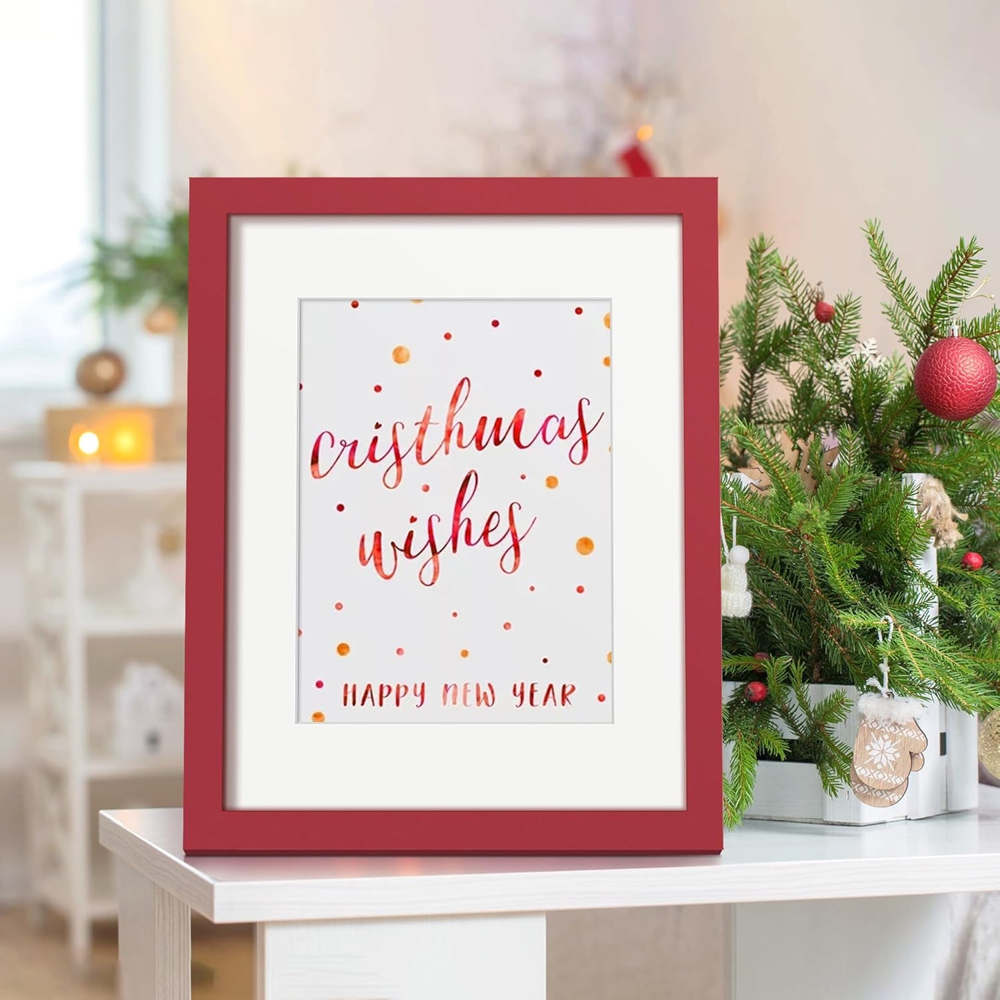 Upsimples 8.5x11 Picture Frame - Versatile Display for 6x8 Photos with Mat or 8.5x11 Without - Red, 1 Pack