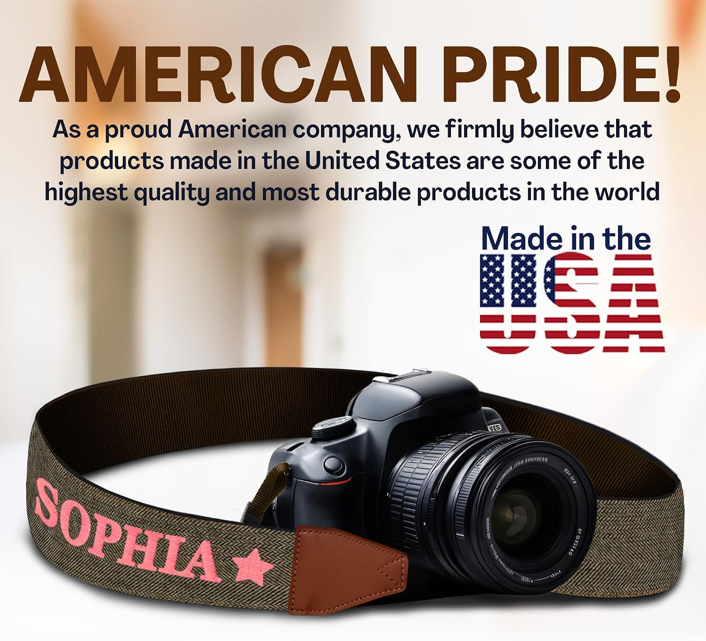 Custom Camera Strap, Embroidered Name Camera Strap Padded Universal Fit Neck Shoulder & Crossbody Strap Quick Release