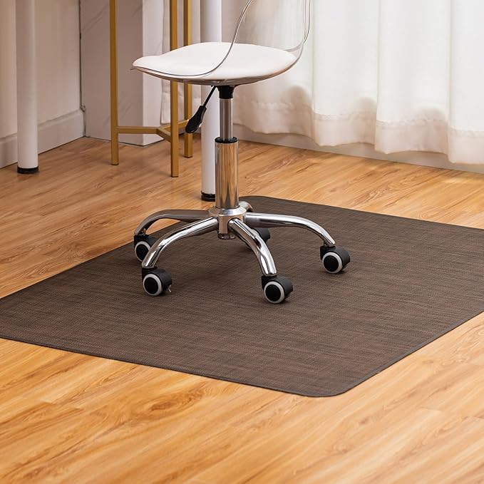 BARoyal Office Chair Mat for Hardwood Floor Under Desk Computer Rolling Chair Mat for Wood/Tile Floor Non-Slip Heavy Duty Desk Rug PVC Plastic Hard Floor Protector 30" x 48"(Coffee)