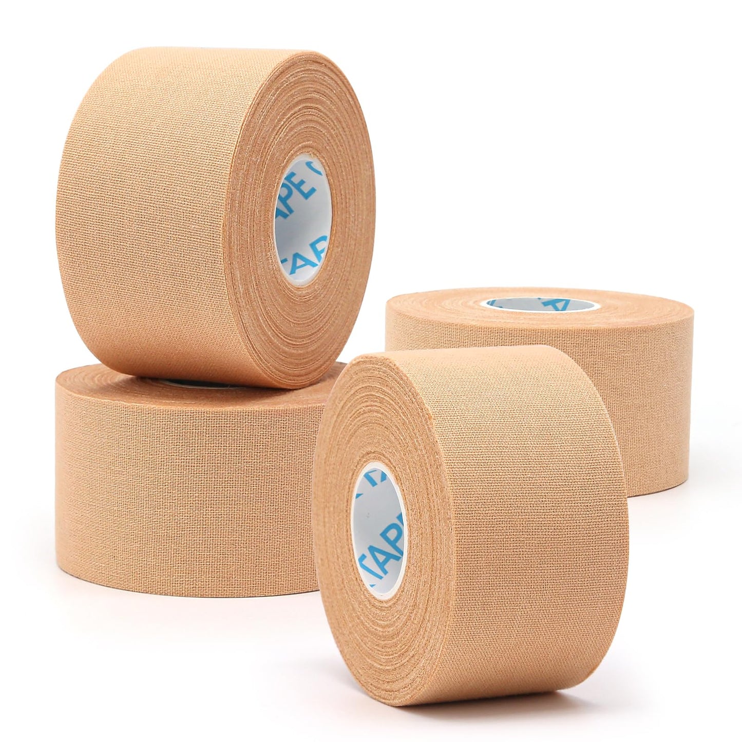 OK TAPE 4 Rolls Athletic Tape, Sports Tape for Injuries, Rigid, Easy Tear Medical Tape, Wrist Tape, No Sticky Residue | Secure Ankle, Finger, Knee- 1.5inch x 15yards (Beige)