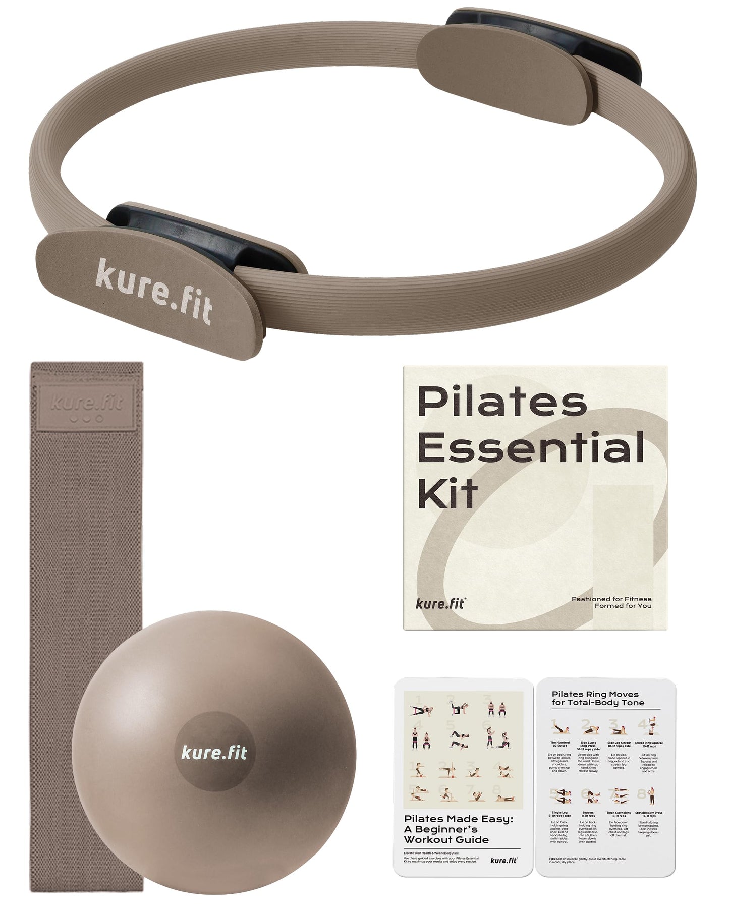 kure.fit Pilates Kit for Women – Home Pilates Equipment Set with Ring, Ball & Resistance Bands | Pilates Starter Kit with Accessories in Gift Box