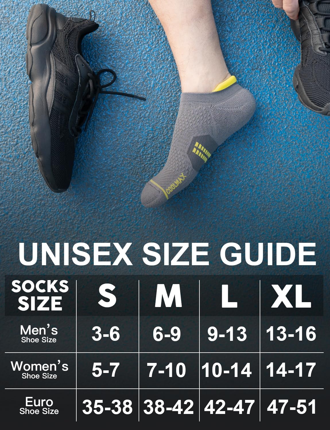 Juclise Coolmax Bamboo Viscose Compression Tab Running No Show Socks Men Moisture Wicking Cushioned Anti-Blister (US, Alpha, Large, Regular, Regular,Charcoal*2+Midnight Grey*1)