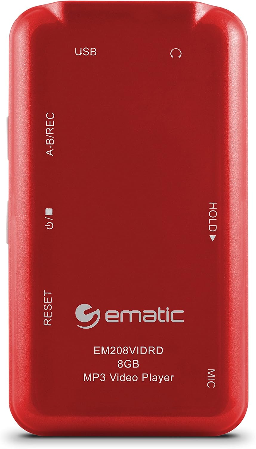 Ematic 8GB MP3 1.5-inch Video Player with FM Tuner/Recorder and Color Screen, Red