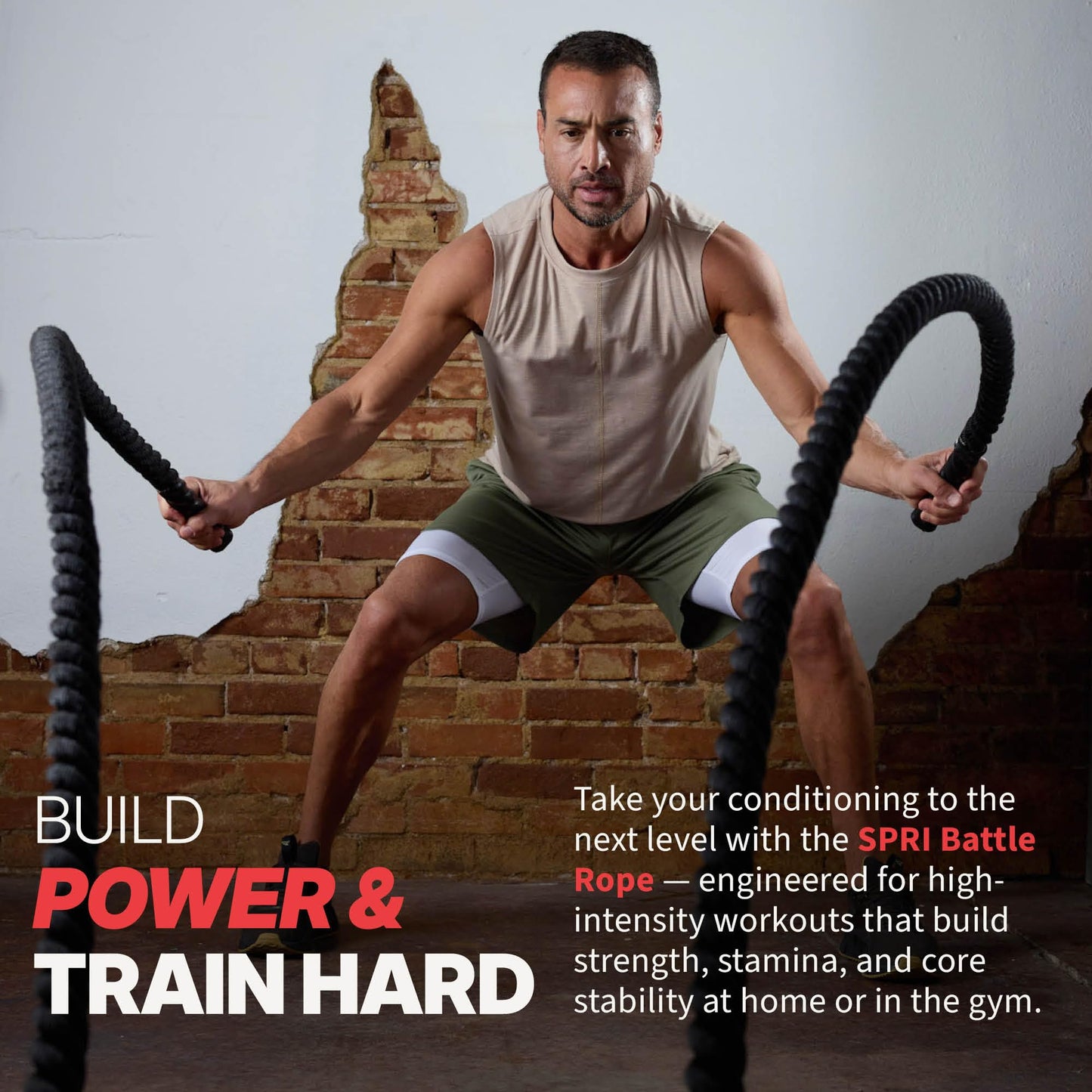 SPRI Battle Rope - Weighted Rope for Strength Training, Working Out, and High-Intensity Workouts for Building Stamina and Endurance - Durable Conditioning Rope - 18ft Long with 1.5" Thickness