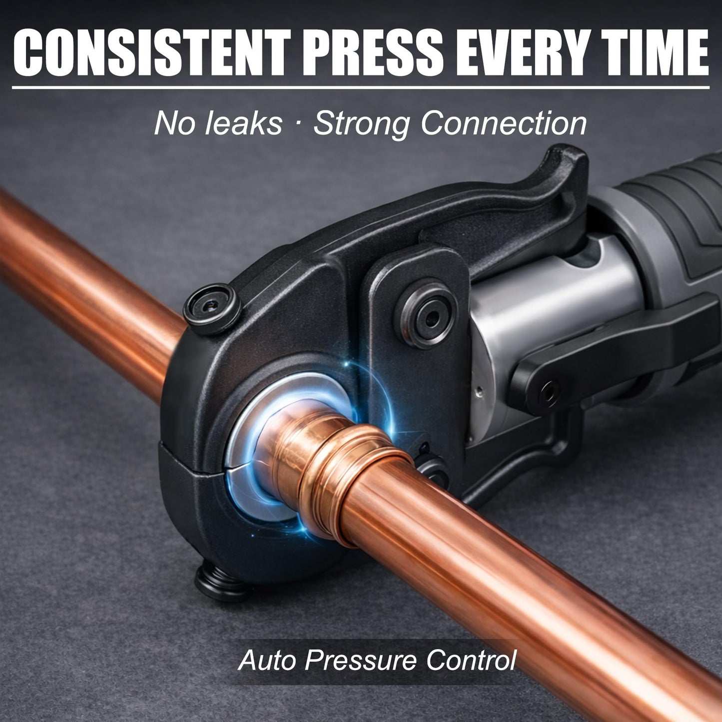 AMZCNC 18V Pro Press Tool for Copper & PEX Pipes Cordless Plumbing Press Tool Kit w/ 1/2”, 3/4”, 1” Copper & 3/8”–1” ASTM F1807 PEX Dies | F877 Stainless Sleeves | For Professional Plumbers