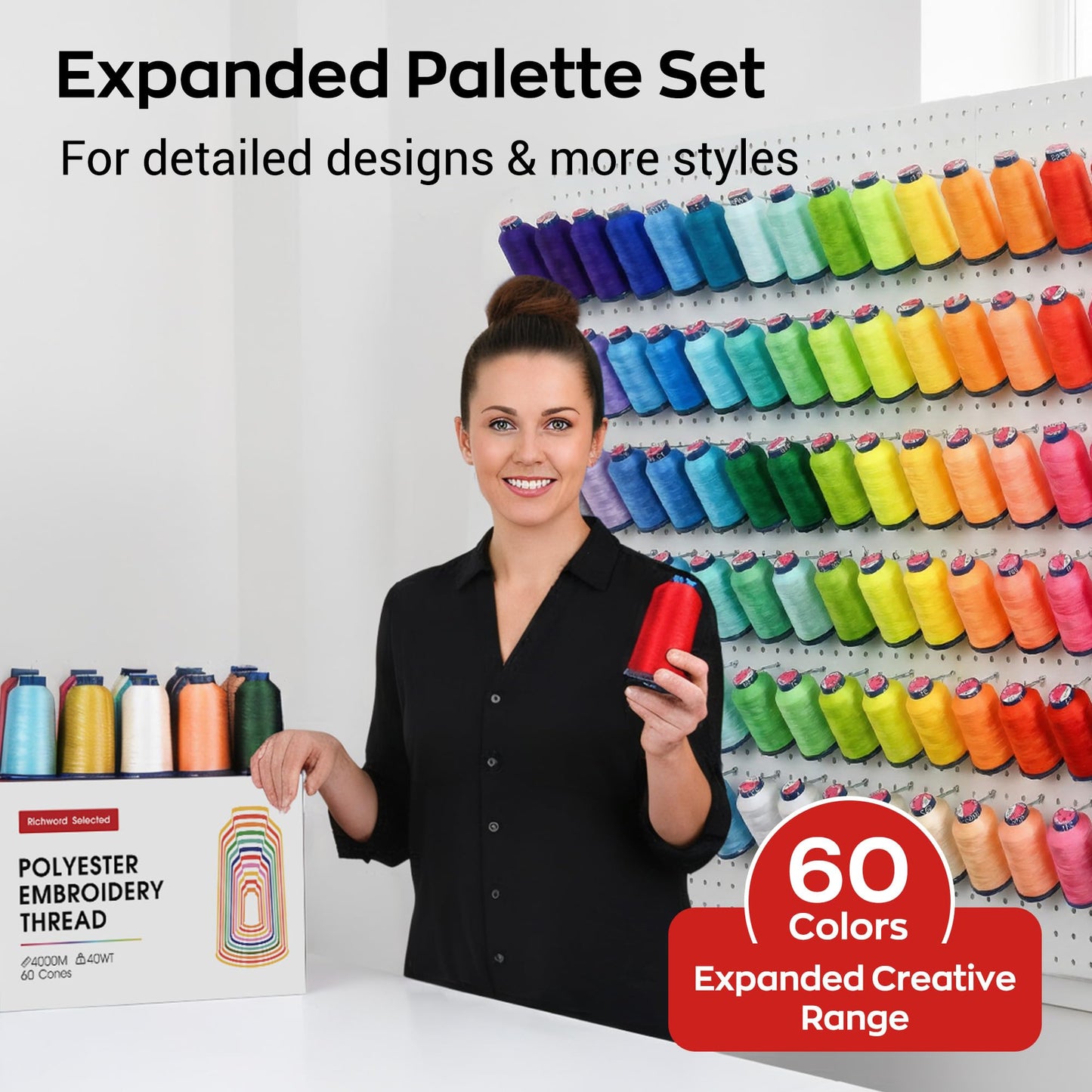 3D Embroidery Puffy Foam+ Cut Away Stabilizer 12" x 50 +60 Colors Embroidery Thread+ Magsnap Bobbins