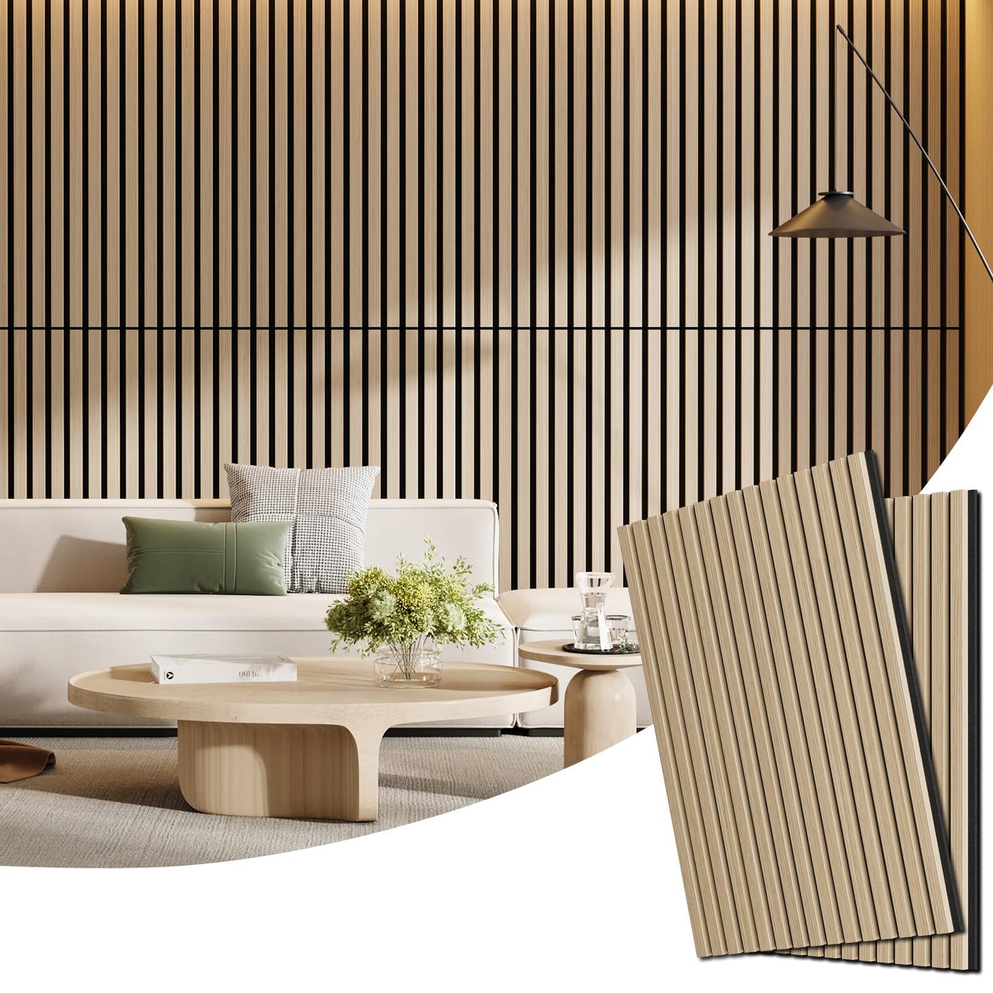 2 Pack Wood Panels for Wall, 47.24" x 23.81" Acoustic Wood Slat Wall Panel for Interior Decor & Noise Reduction, Soundproof Wood Wall Panel, Sound Absorbing Wall Panels for Home Office Studio, Oak