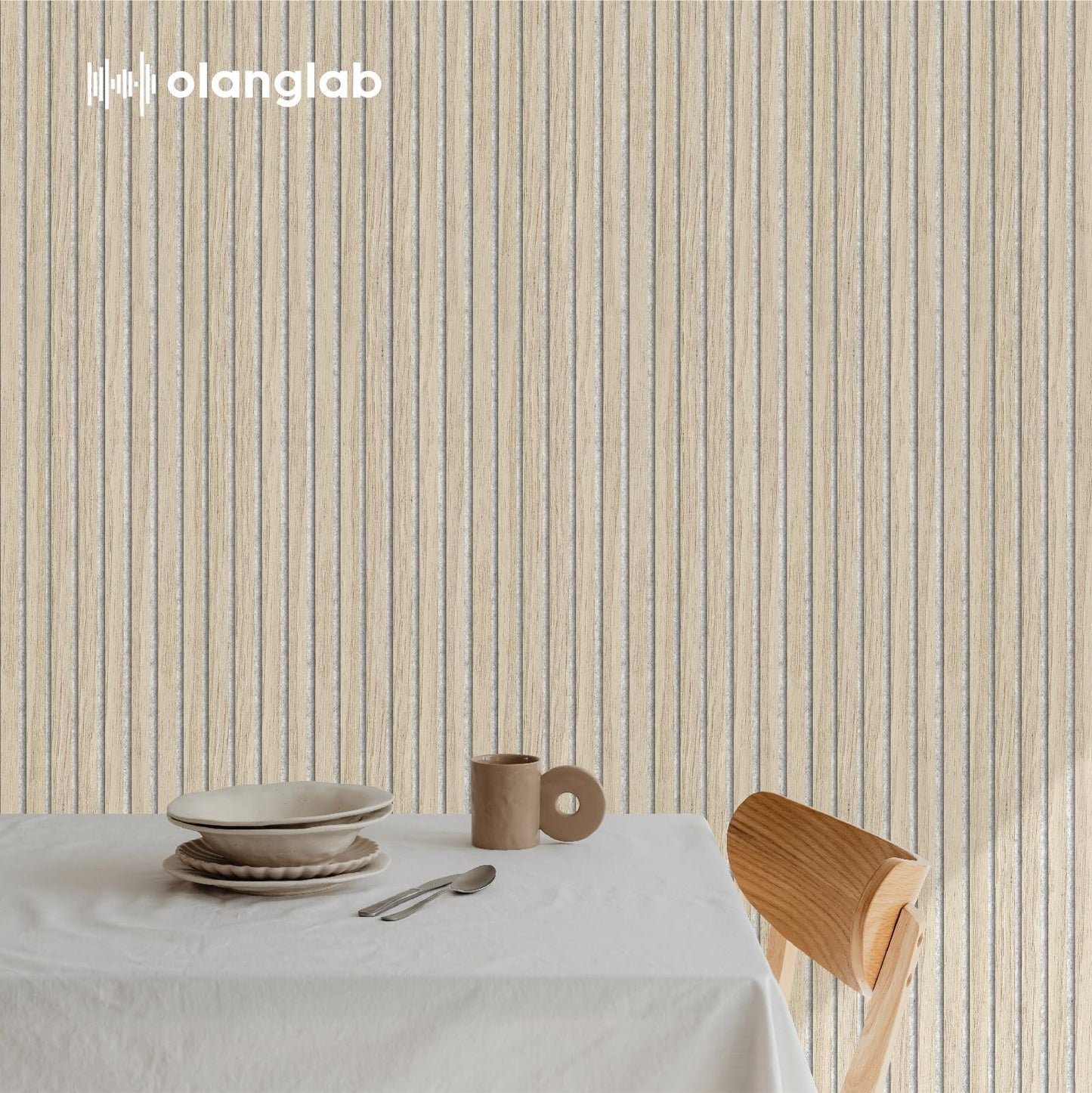 Olanglab Wood Wall Panels 4 Pack, Wood Slat Acoustic Wall Panels, 94.5"x12.6" Each 3D Wall Panels for Interior Wall Decor (Light Oak-Grey Felt)