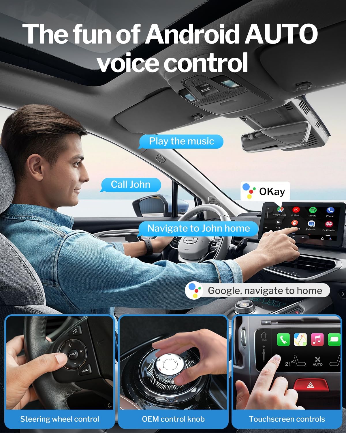 Zrolenca 11+ 2017, Wireless Android Auto Adapter for Factory Wired Android Auto Car, Converts Wired to Wireless