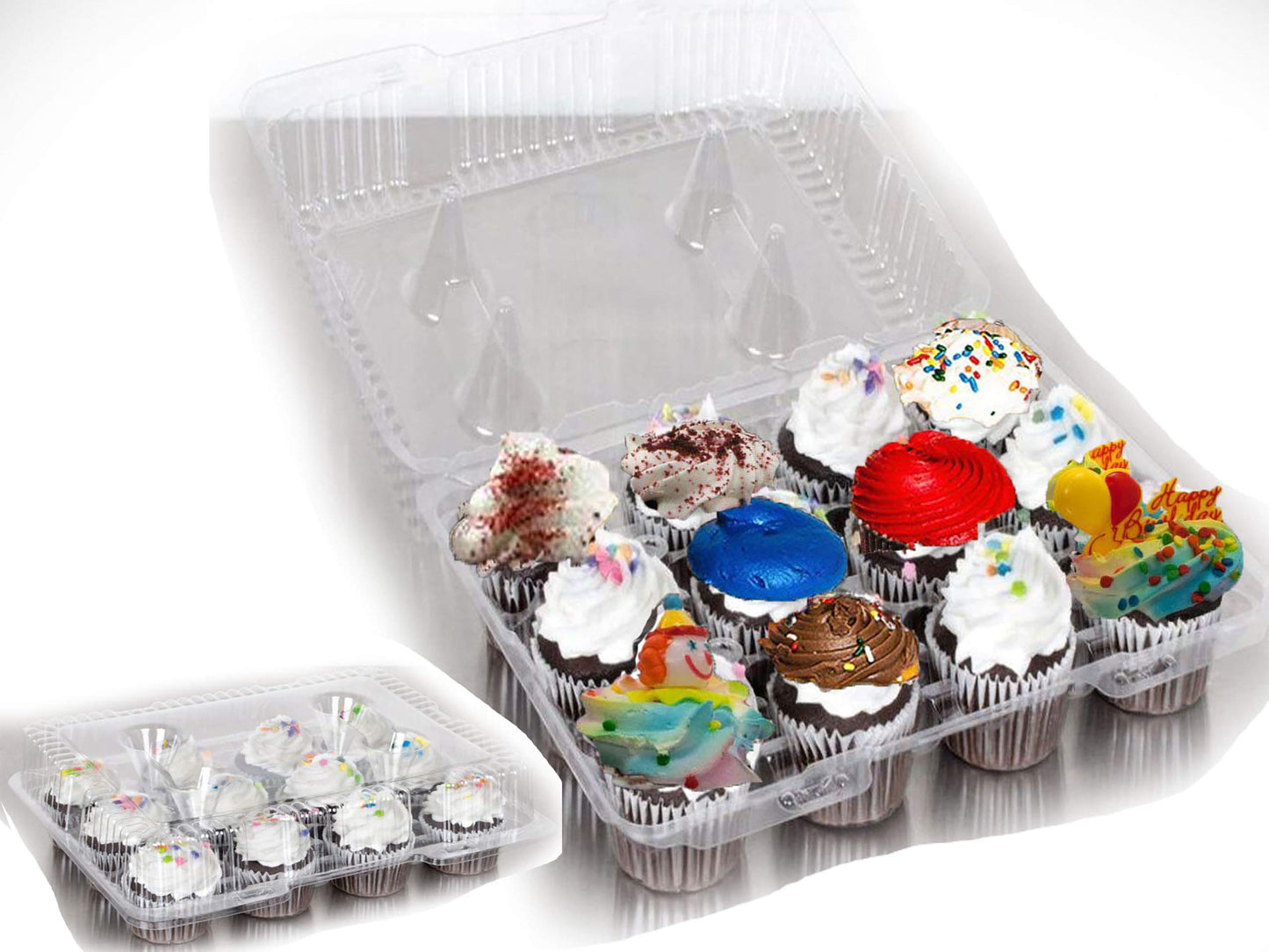 Case of 50 plastic cupcake boxes 12 Cupcake Containers Clear plastic disposable 12 pack Cupcake Container 1 dozen cupcake container 12 cavities 12 Compartment Cupcake Container 12 count (50)