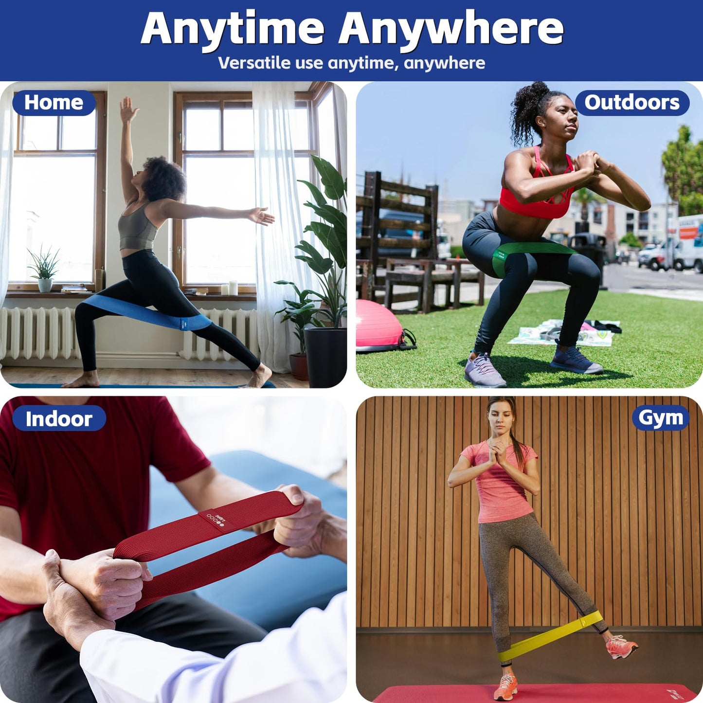 Resistance Bands for Working Out - 5 Exercise Bands Set with Workout Guide - Fabric Elastic Bands for Physical Therapy - Fitness Bands Ideal for Legs Hip Glute