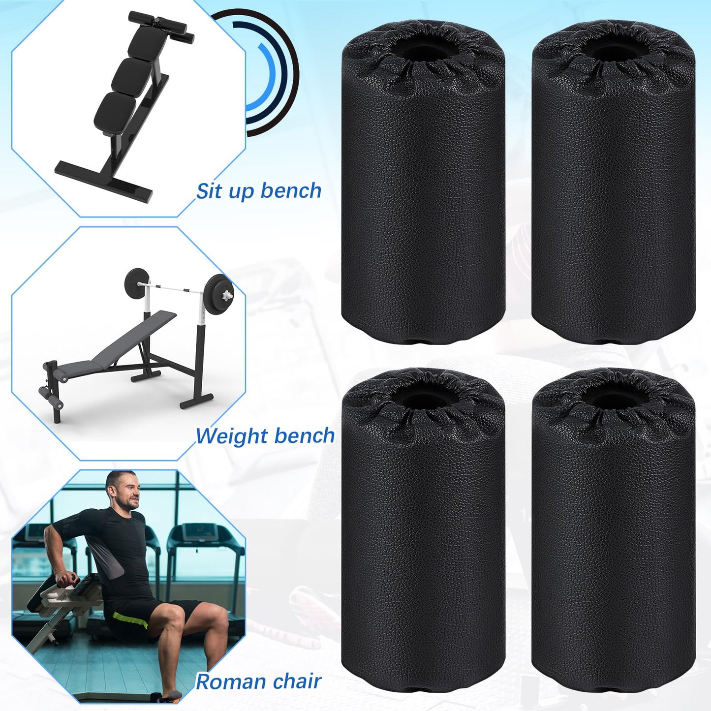 Hollowfly 4 Pcs Foam Foot Pads Foam Roller Pad Replacement for Weight Bench Inversion Table and Gym Exercise Equipments(8 x 3.5 x 0.8 Inches)