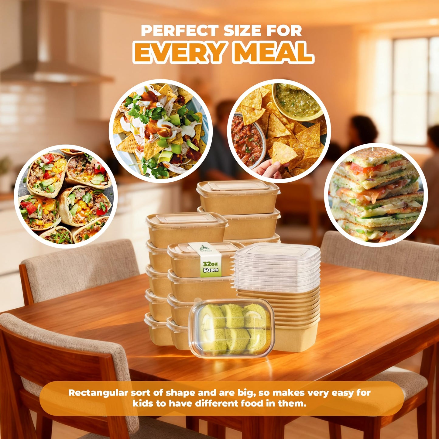 Kaderron 50 Pack 32 OZ Large Paper Bowls with Lids【with Spoons and Forks】, Heavy Duty Disposable Meal Prep Containers for Party, Disposable Bowls Bulk Soak-Proof and Microwave Safe for Hot/Cold Use