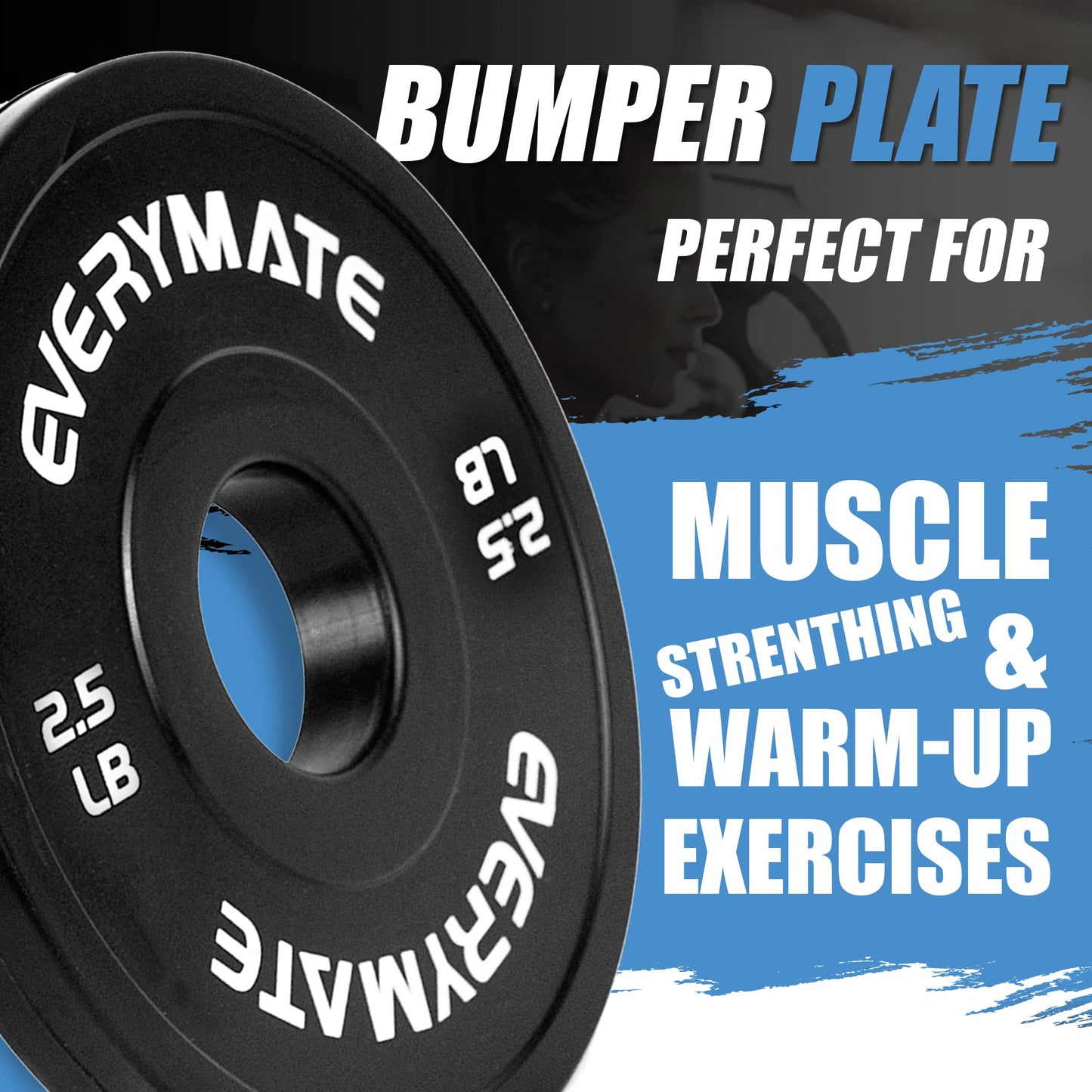 EVERYMATE Black Change Weight Plates 2.5LB Set Fractional Plate Olympic Bumper Plates for Cross Training Bumper Weight Plates