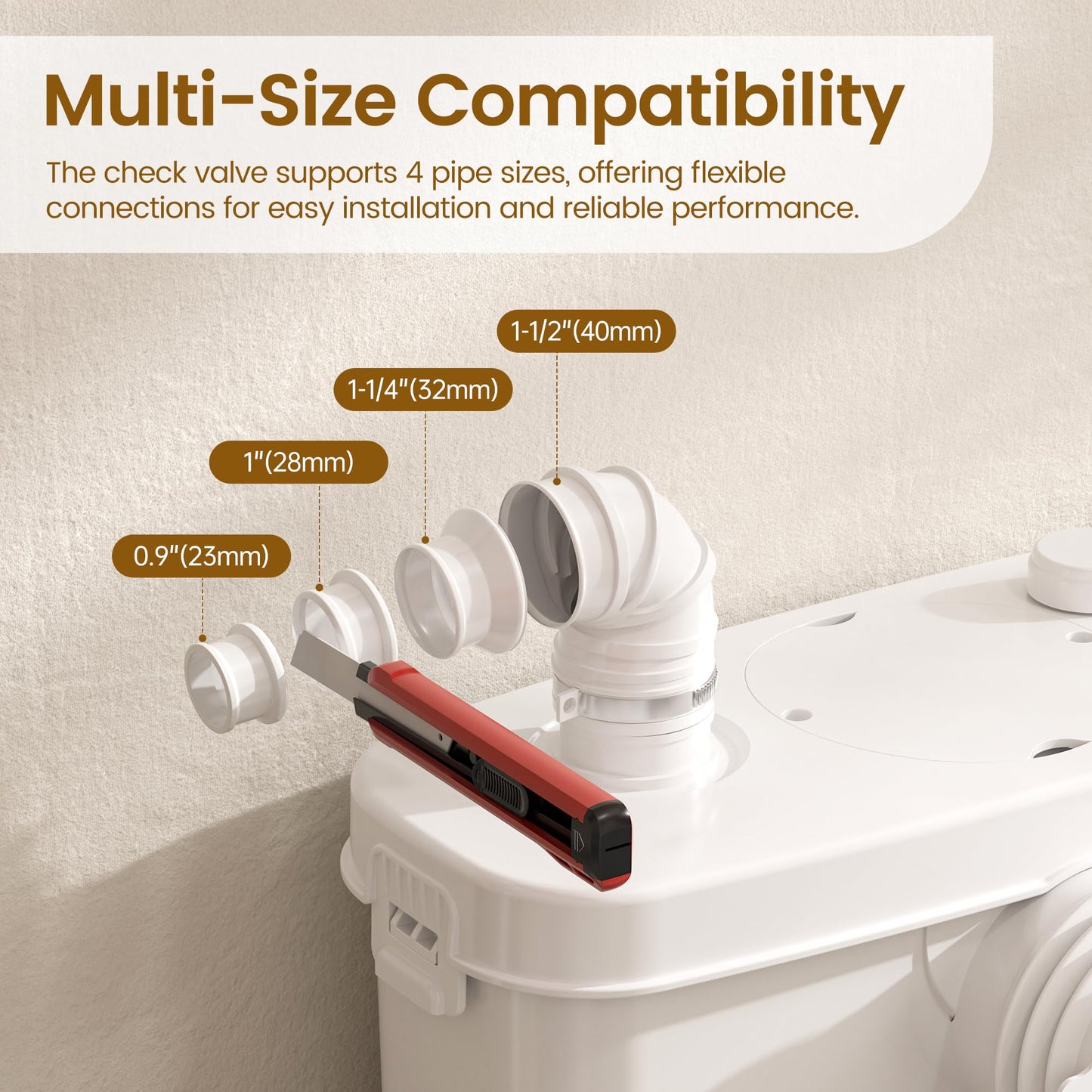 SUPERFLO Macerating Toilet System 500W Upflush Toilet for Basement with 4 Water Inlet for Basements & Garage, Macerator Toilets Pump System - Easy Install & 1.28GPF Dual Flush