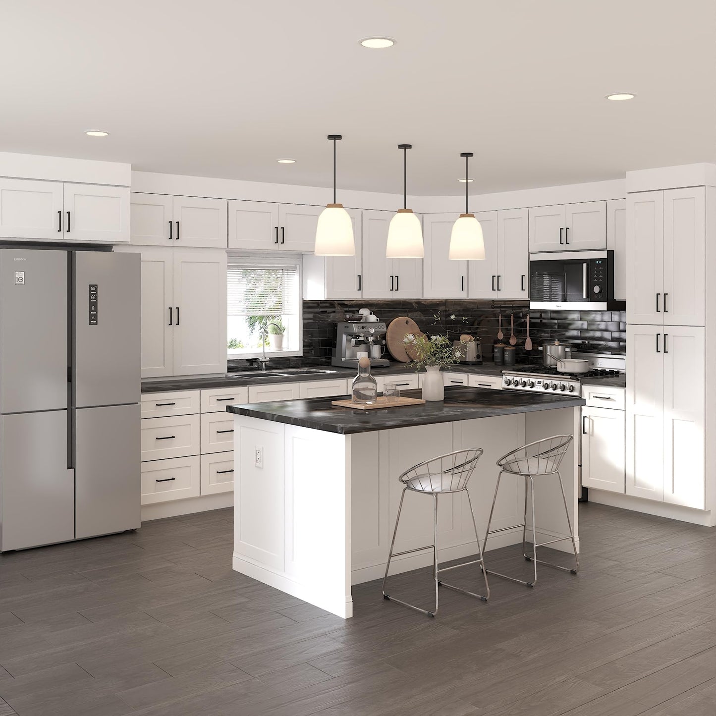 Furinno Shaker Wall Kitchen Cabinet 1-Door-2 Shelves, Ready to Assemble, 12 D x 15 W x 36 H, White