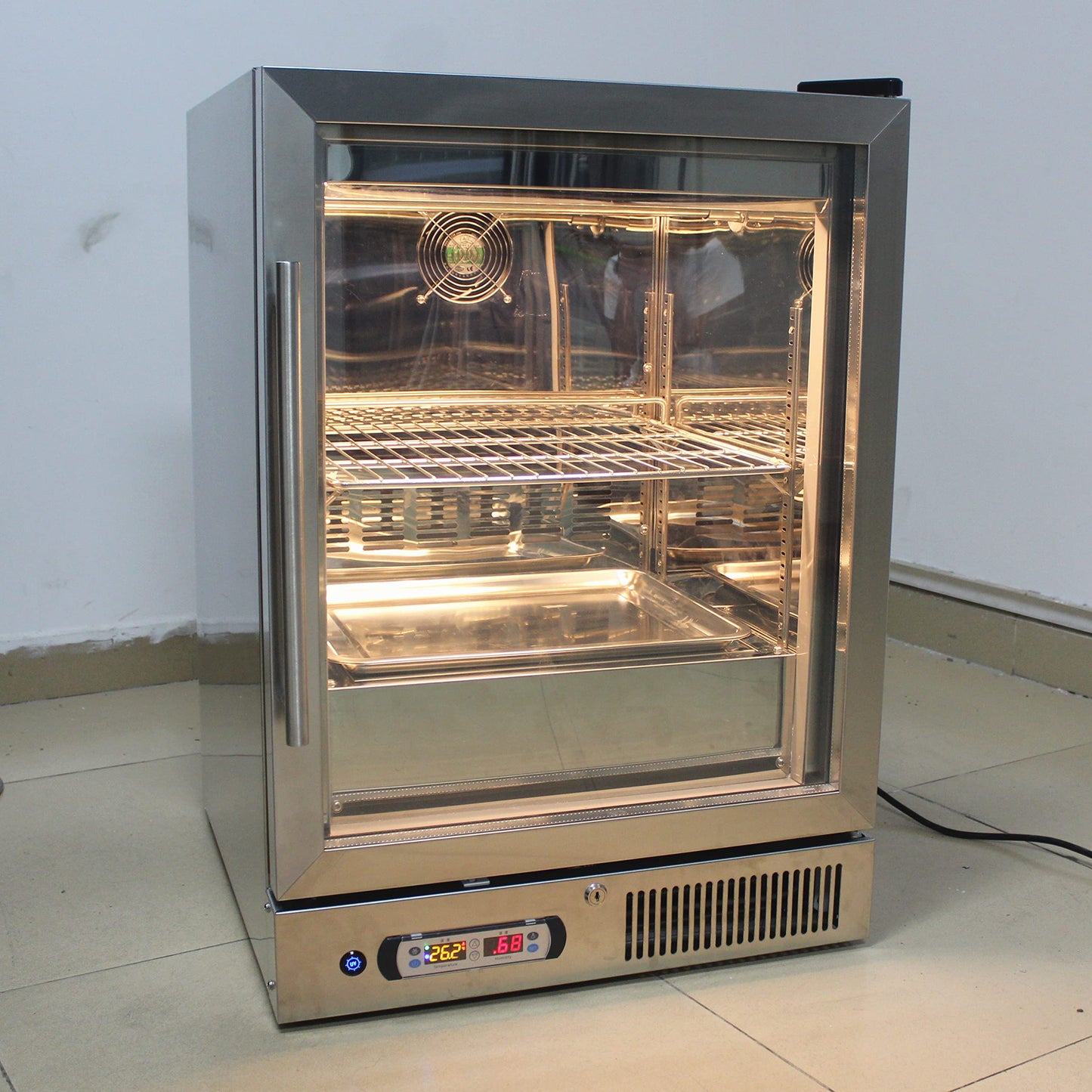 Kolice Commercial Beef Aging Showcase Freezer, Dry Aging Beef Fridge and Cabinet, Steak Aging Machine,Commercial Steak Ager-168L, 3 Tiers, Smart Temperature and Humidity Controller