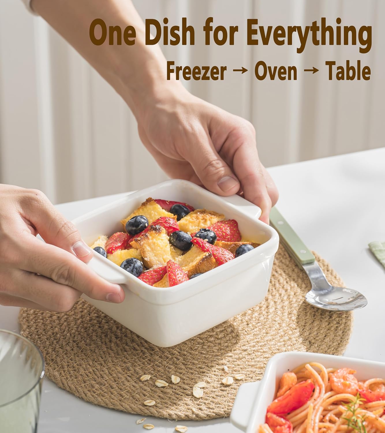 Regine Switzerland 16 oz Small Baking Dish Set - 4 Ceramic Casserole Dishes for Oven & Freezer Safe Meal Prep