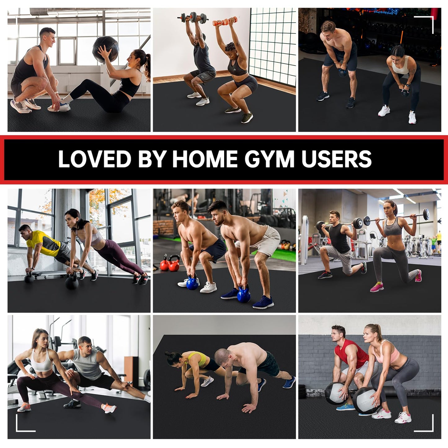GymCope Large Exercise Mat for Home Workout,12‘x6’/10'x6'/9'x6'/8'x6'/7'x5'/6'x4' (7mm) Extra Thick Workout Mat, High-Density Gym Mat for Cardio, Jump Rope, MMA, Weights (Shoe-Friendly)