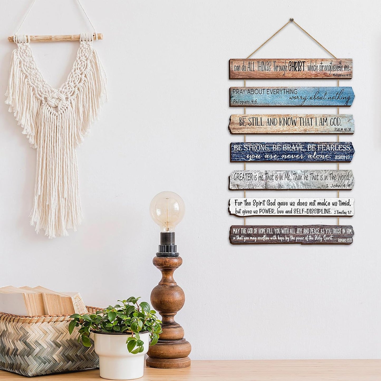 Yookeer Christian Wall Art - Inspirational Wooden Bible Verses for Office & Prayer Room Decor