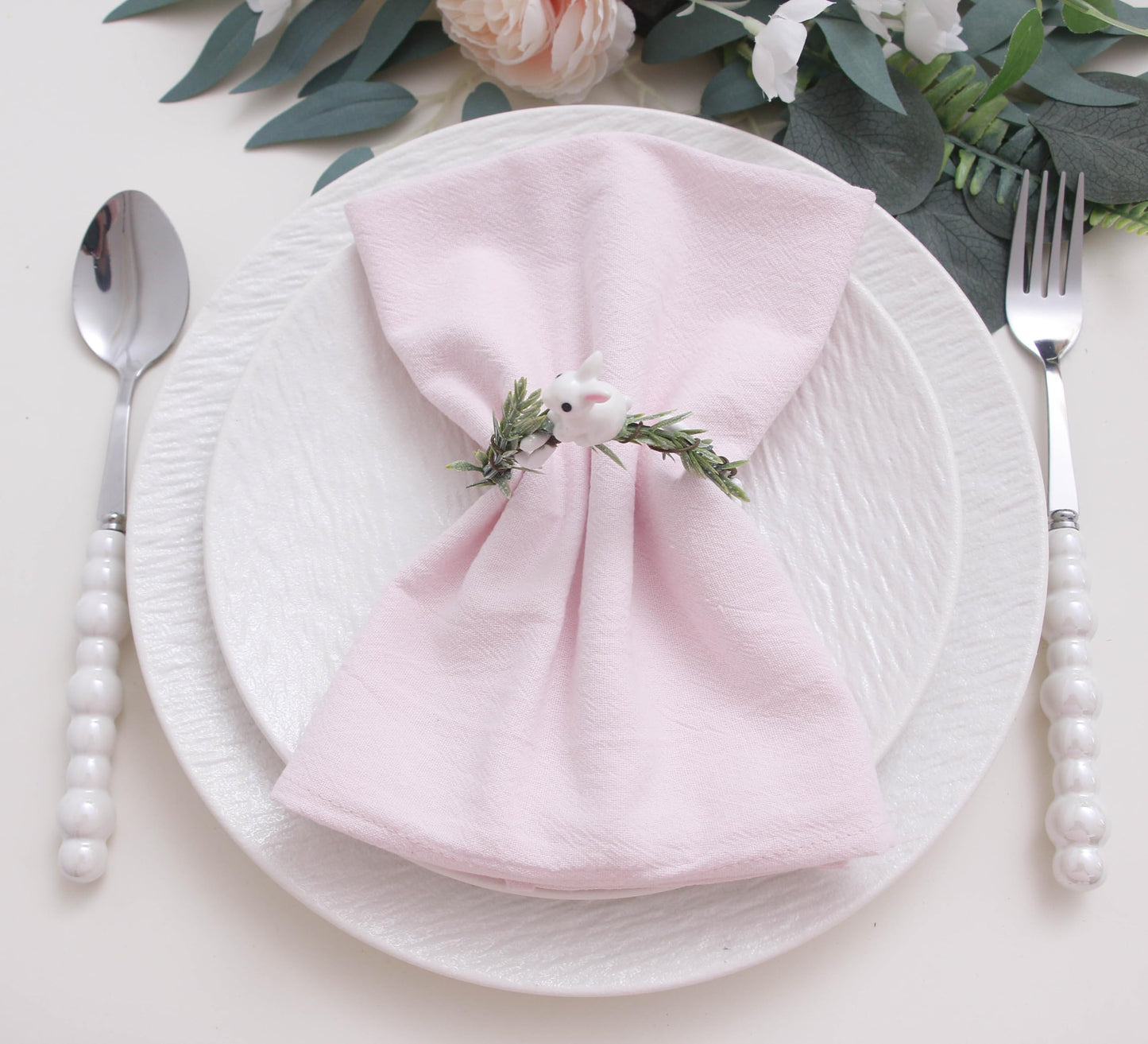 FruwaBlu Spring Cotton Cloth Napkins Set of 12, 16’’x16’’, Dinner Cloth Napkins Washable Bulk with Hemmed Edges, for Hotel Restaurant, Wedding, Easter (Light Pink)
