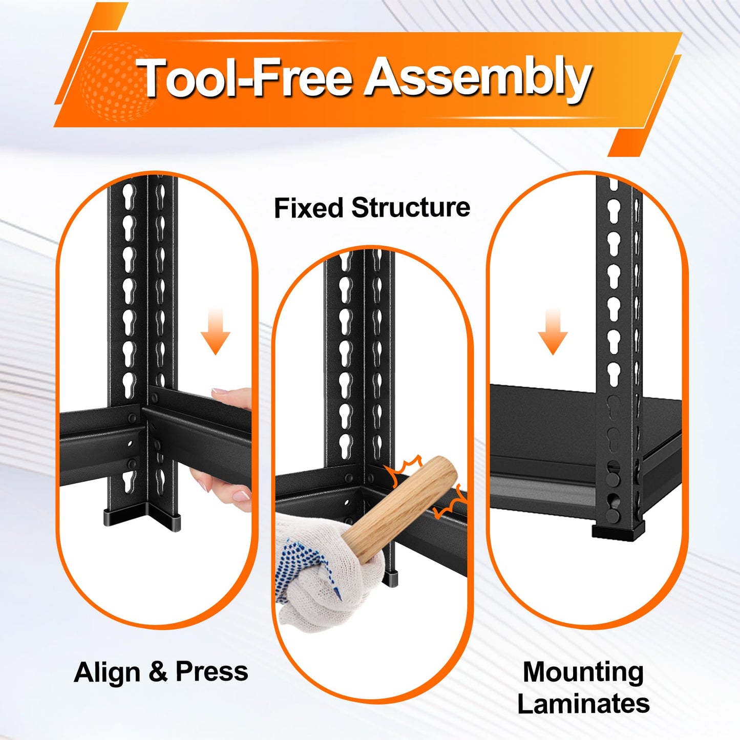 Huhaneon Metal Garage Shelving for Storage - 48'' W 1,410 Lbs Heavy Duty 3 Tier Utility Shelves Freestanding - Adjustable Rack Units for Basement Pantry Kitchen - 48" W x 16" D x 39" H Black
