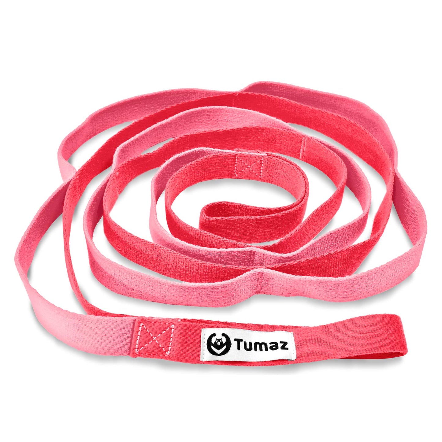 Tumaz Stretching Strap - 10 Loops & Non-Elastic Yoga Strap - Perfect Home Workout Stretch Strap for Physical Therapy, Yoga, Pilates, Flexibility