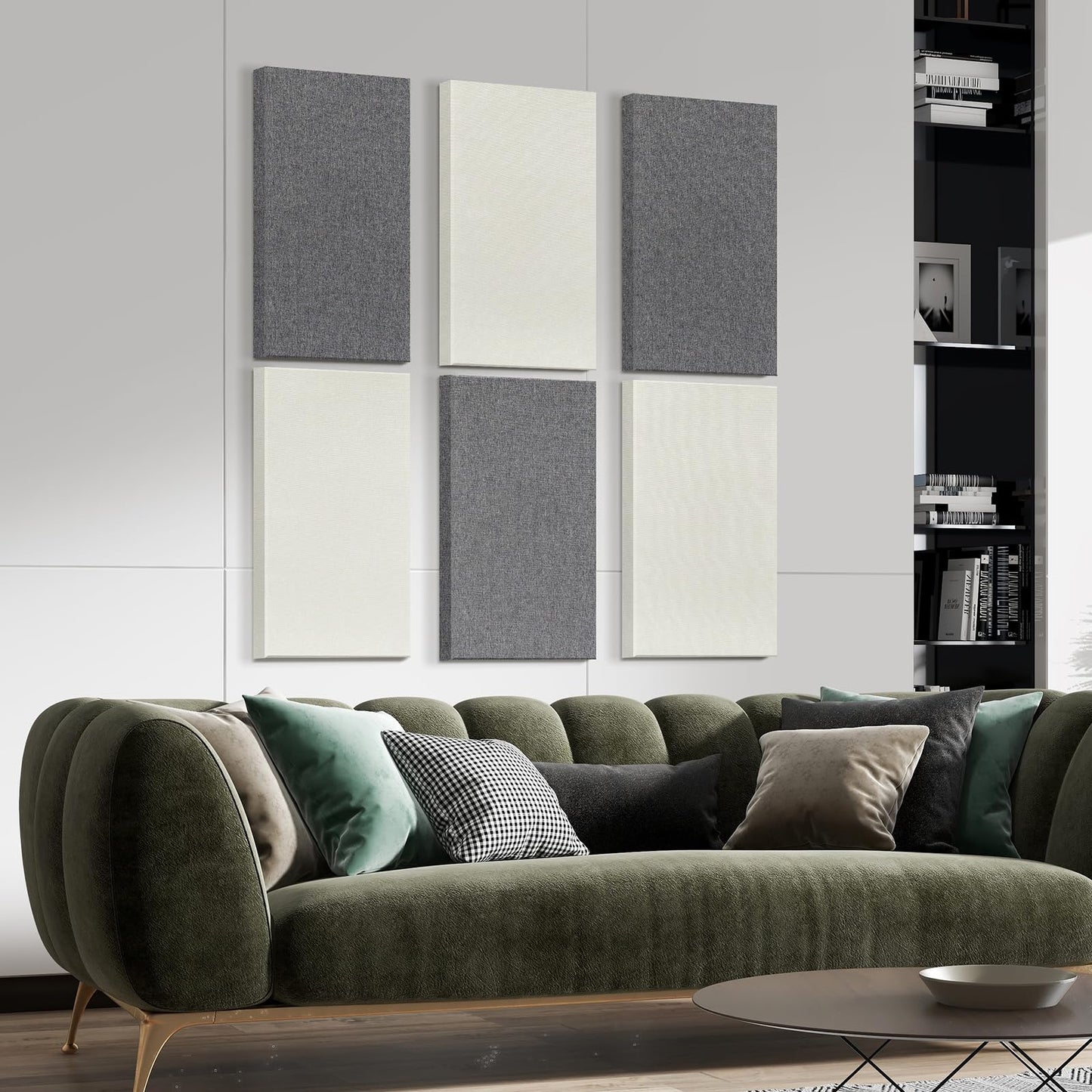 23.62" X 11.81" X 2" Fiberglass Wall Panel, 4 Pack Acoustic Panels, Acoustic Panels Sound Absorbing for Office, Studio, Home Theatre - Beige