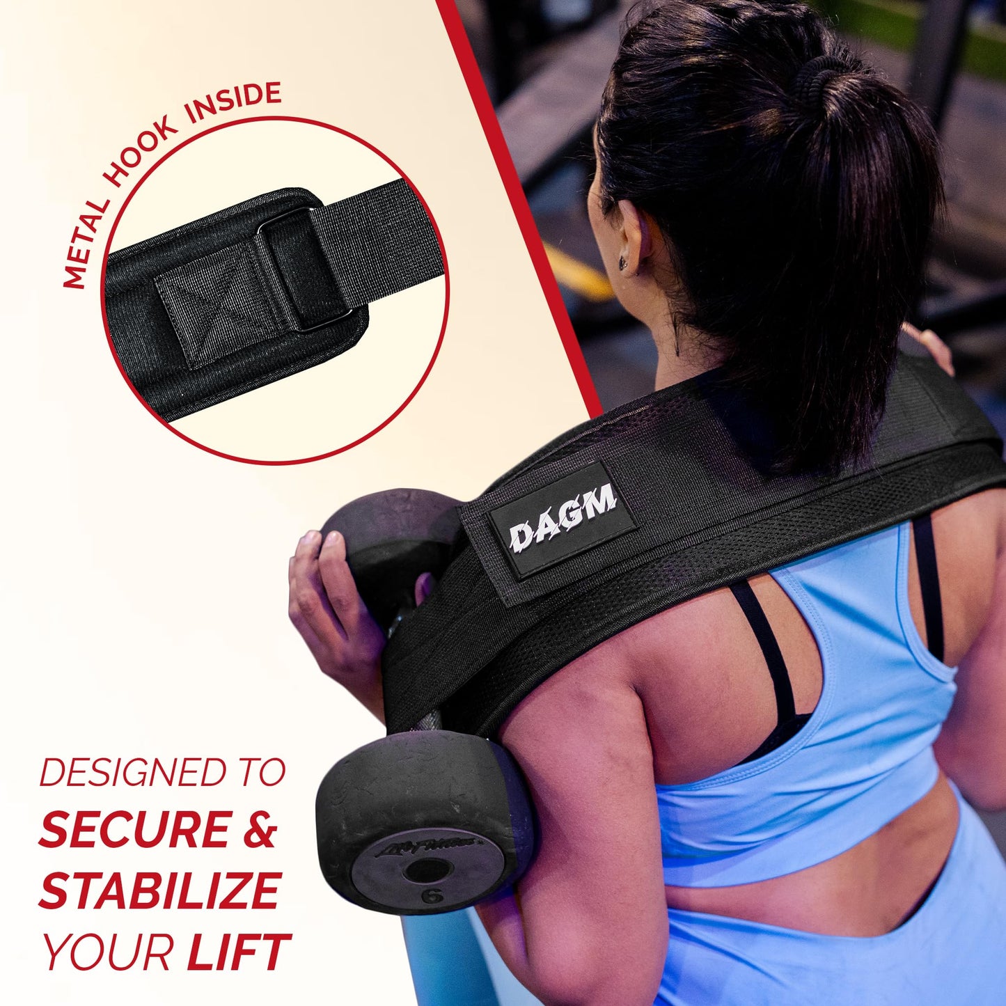 DAGM Hip Thrust Belt for Dumbbells Heavy Weights – Adjustable Glute Workout Belt for Women, Non-Slip Booty Hip Thrust Training Belt for Home Gym, Squats & Glute Bridge Exercises Holds Up to 500 lbs (Black, Loop)
