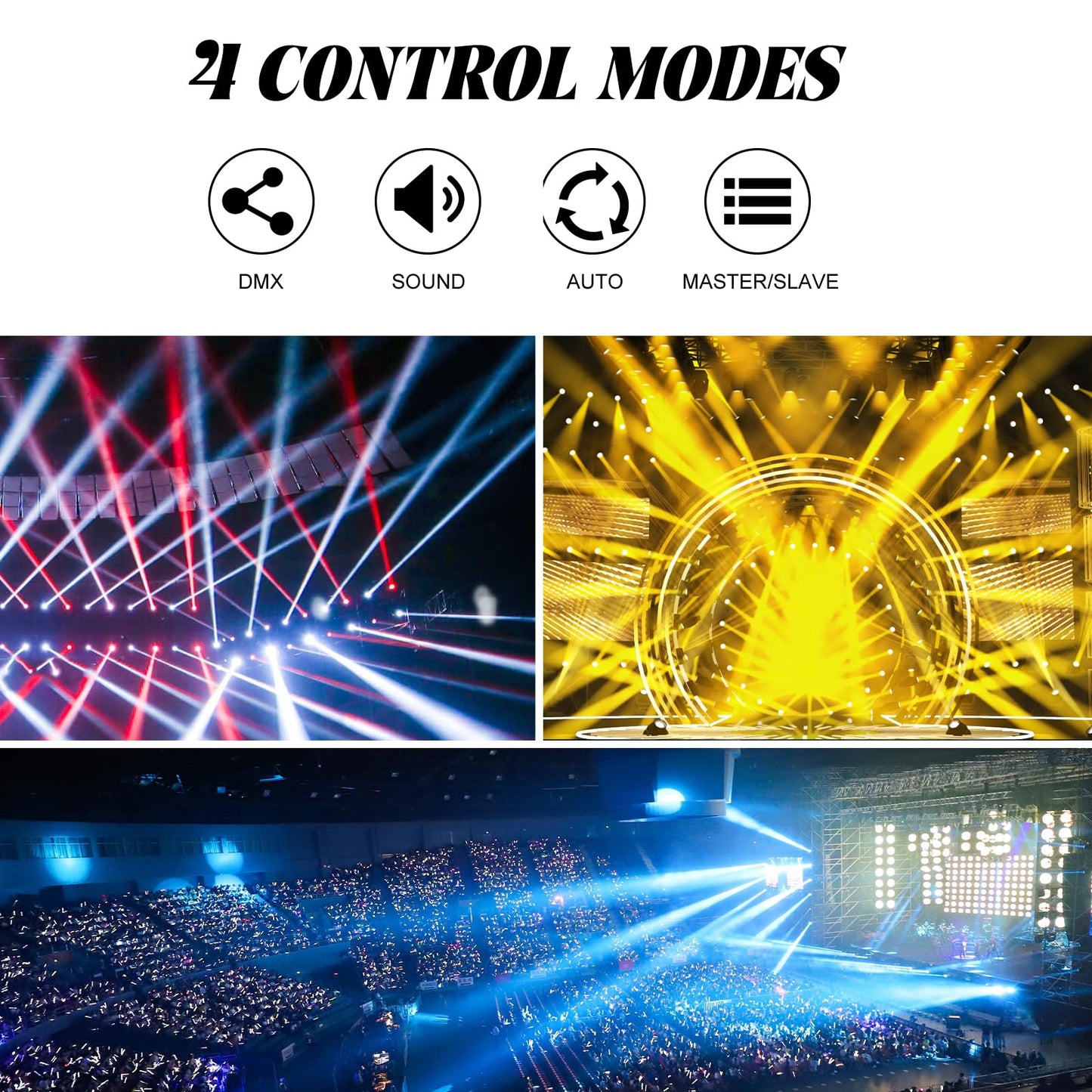 DJXFLI Moving Head Stage Light with Halo Beam 8x15W LED Stage Lights RGBW 4in1 DJ Lights 360°Moving Head DMX Sound Activated for Club Wedding Show