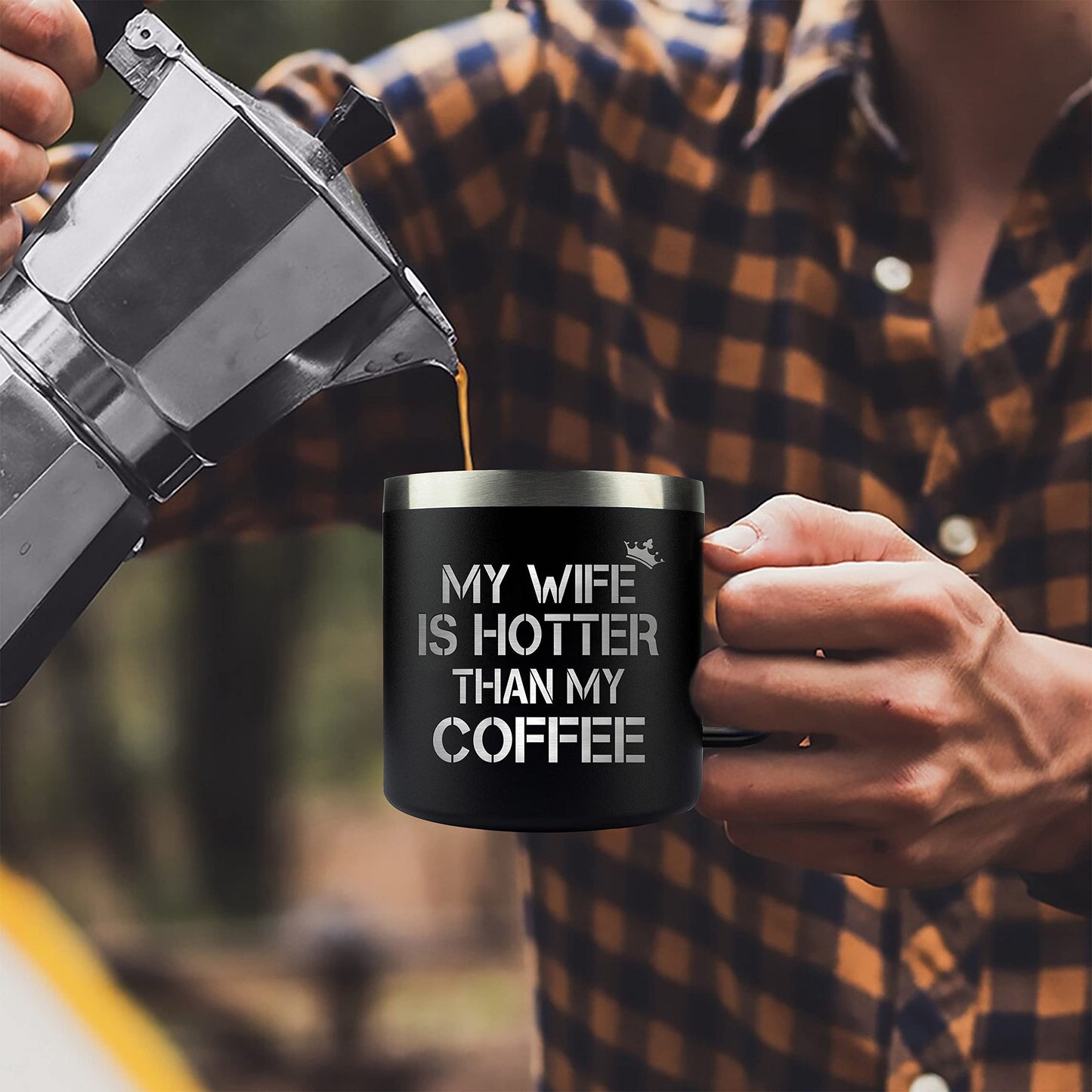RHYTHMHEART Christmas Gifts for Husband from Wife - Gifts for Him - Husband Mug Coffee 14oz Black