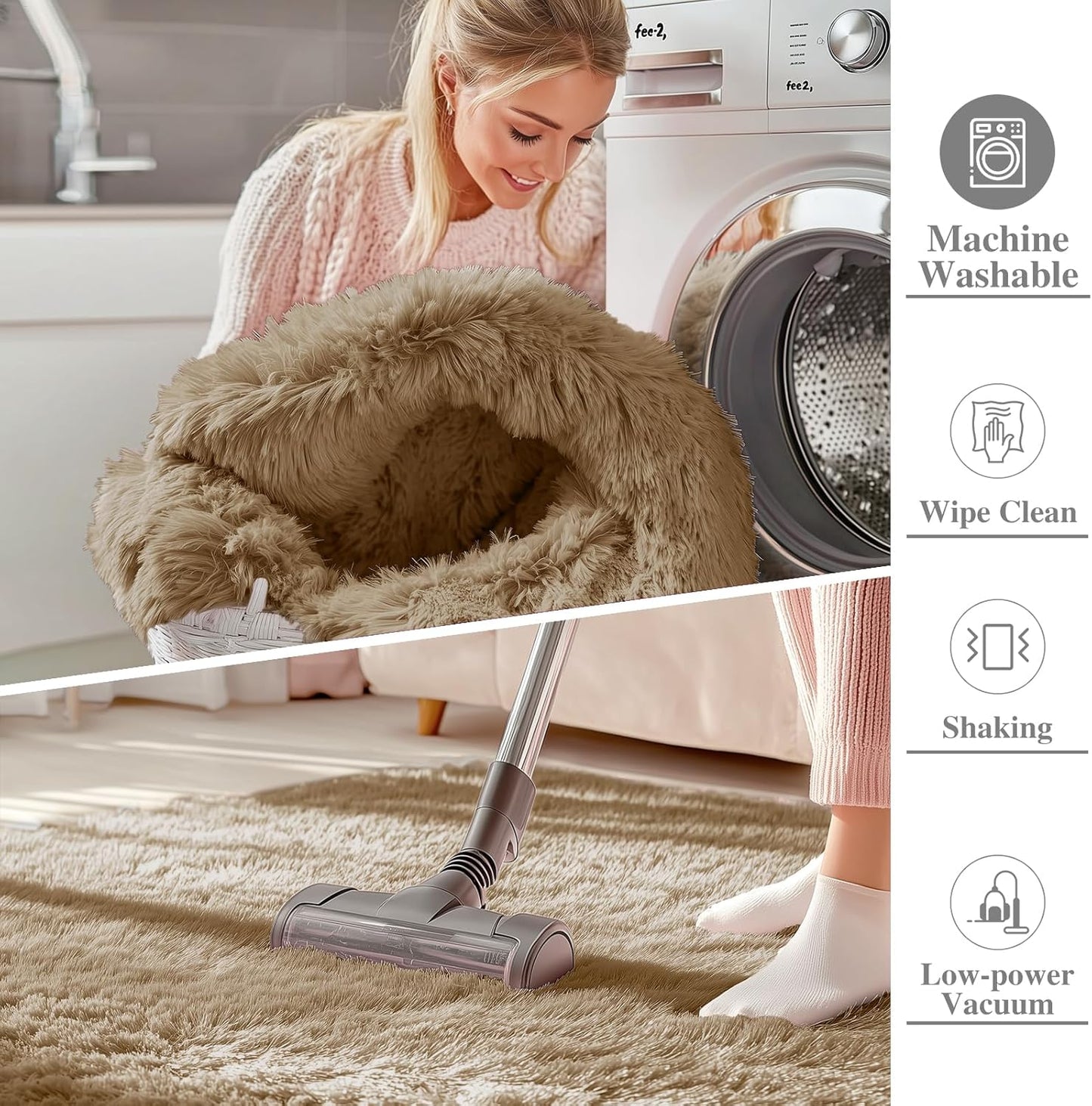 OLANLY Runner Rugs - Soft Fluffy Machine Washable Shaggy Carpet for Hallway & Bedroom | Taupe 2x5 ft