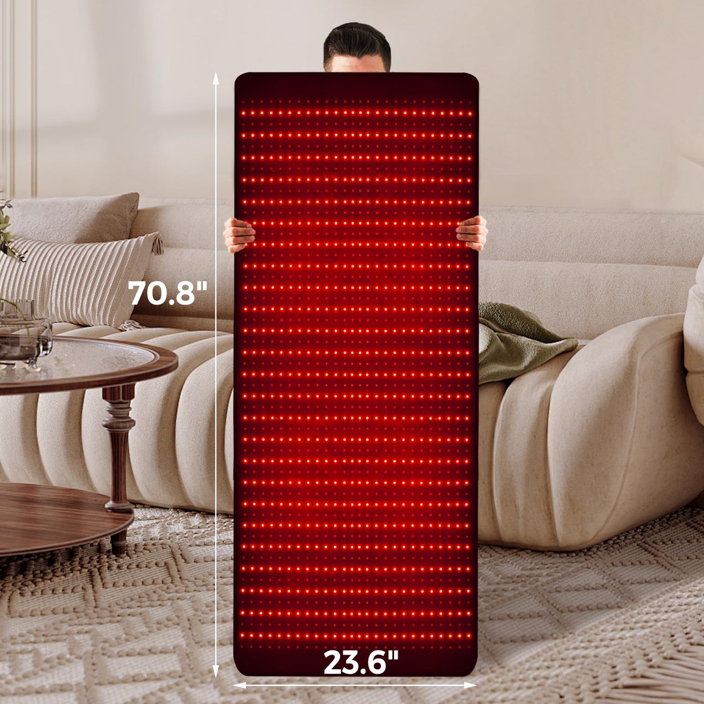 QuasarMD Infrared Red Light Therapy Mat- 1440 pcs Professional SMD LED Chips - 660nm & 850nm Wavelengths, Pain Relief, Enhances Recovery, Whole Body Care, Sleep Improvement & Energy Boost