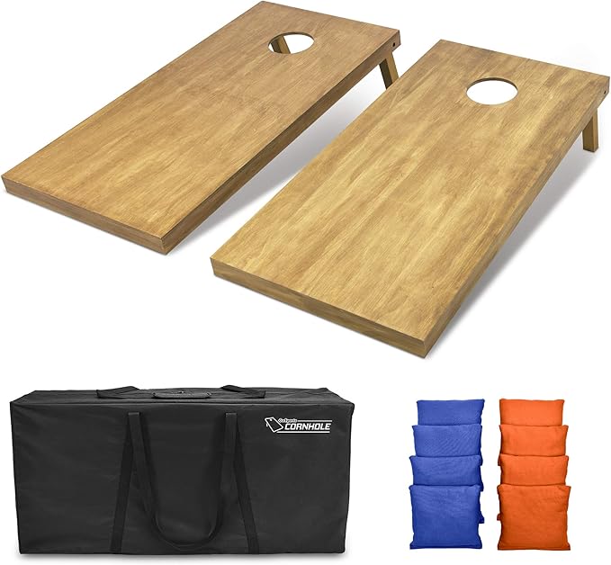 GoSports 4 ft x 2 ft Regulation Size Wooden Cornhole Boards Set - Includes Carrying Case - Full Regulation Size Bean Bag Toss Boards